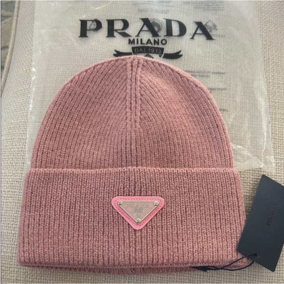 Prada Accessories - New never worn Prada Dusty Pink Knit Hat